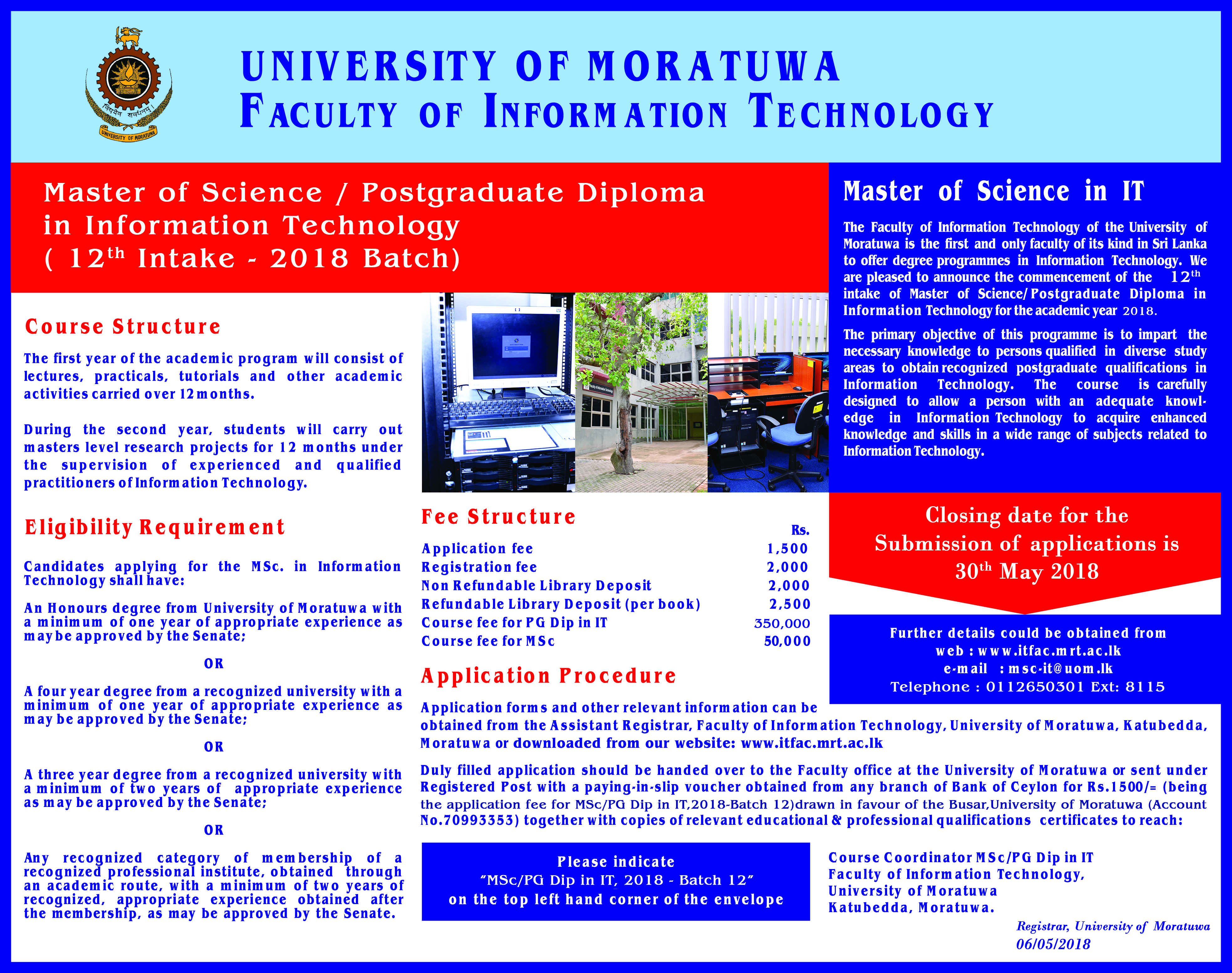 Master of Science / Post Graduate Diploma  in  Information Technology